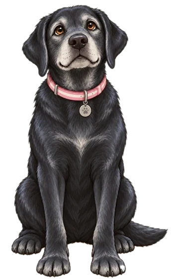 River, a black lab