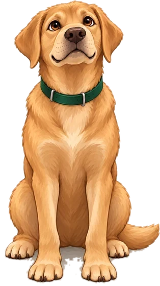 Tucker, a yellow lab